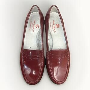 Marc Joseph New York East Village Red Merlot Patent Leather Penny Loafers Size 8